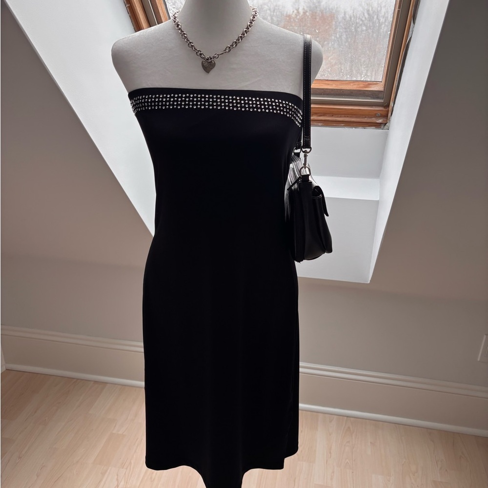 GUESS Jeans Early 2000’s Black Strapless Studded Dress 🖤